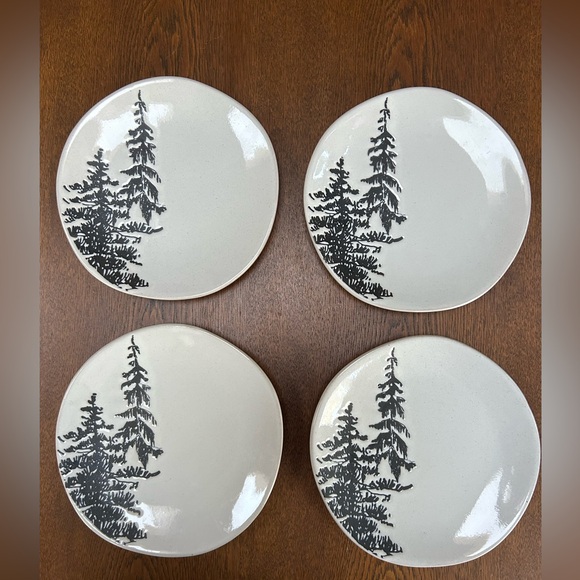 Hearth & Hand—Magnolia Other - Set of 4 Hearth and Hand Pinetree 6.5” Appetizer Plates. Gray & black. Magnolia.